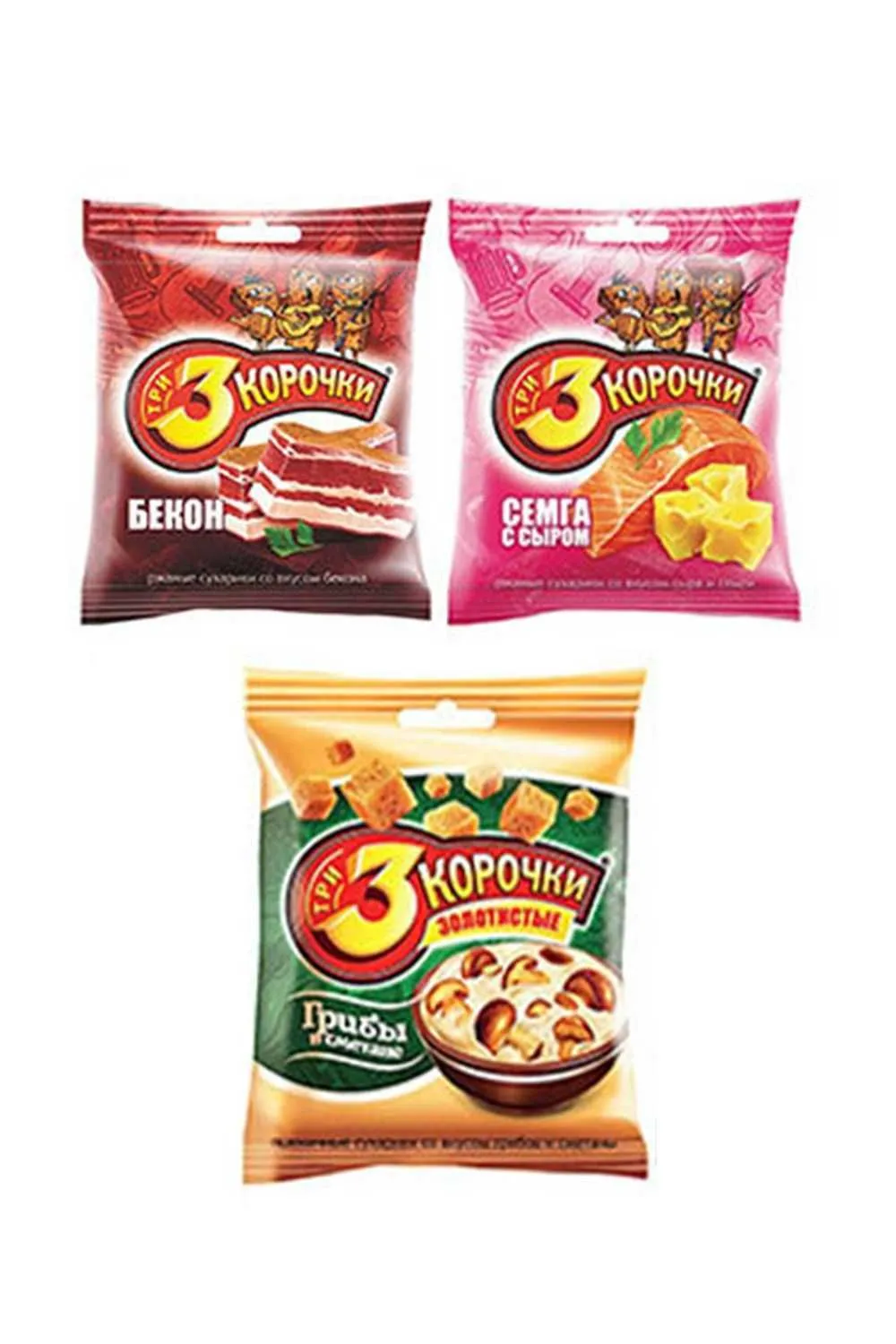 Сухарики Три корочки в ассортименте  40 гр