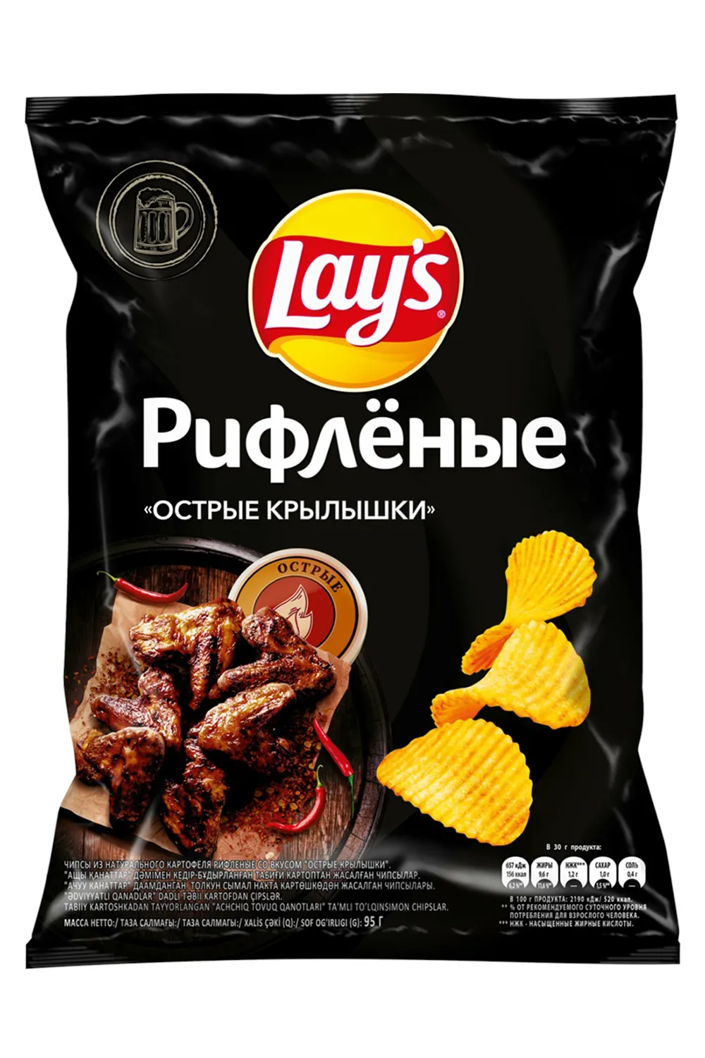 Чипсы Лейс Острые крылышки рифленые 95 гр