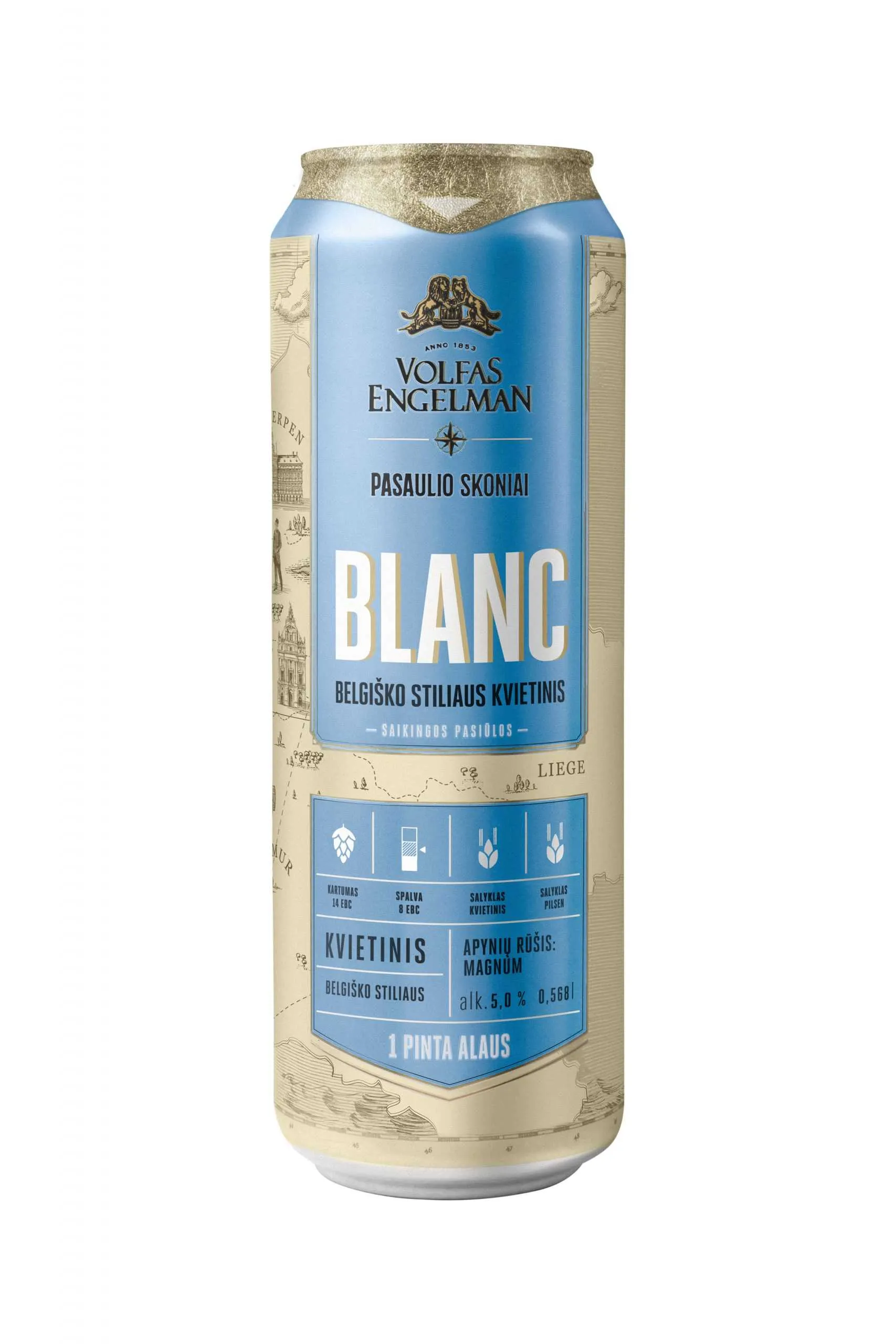 Пиво Вольфас Энгельман Бланк 5,0% ж/б 0,568 л (Литва)