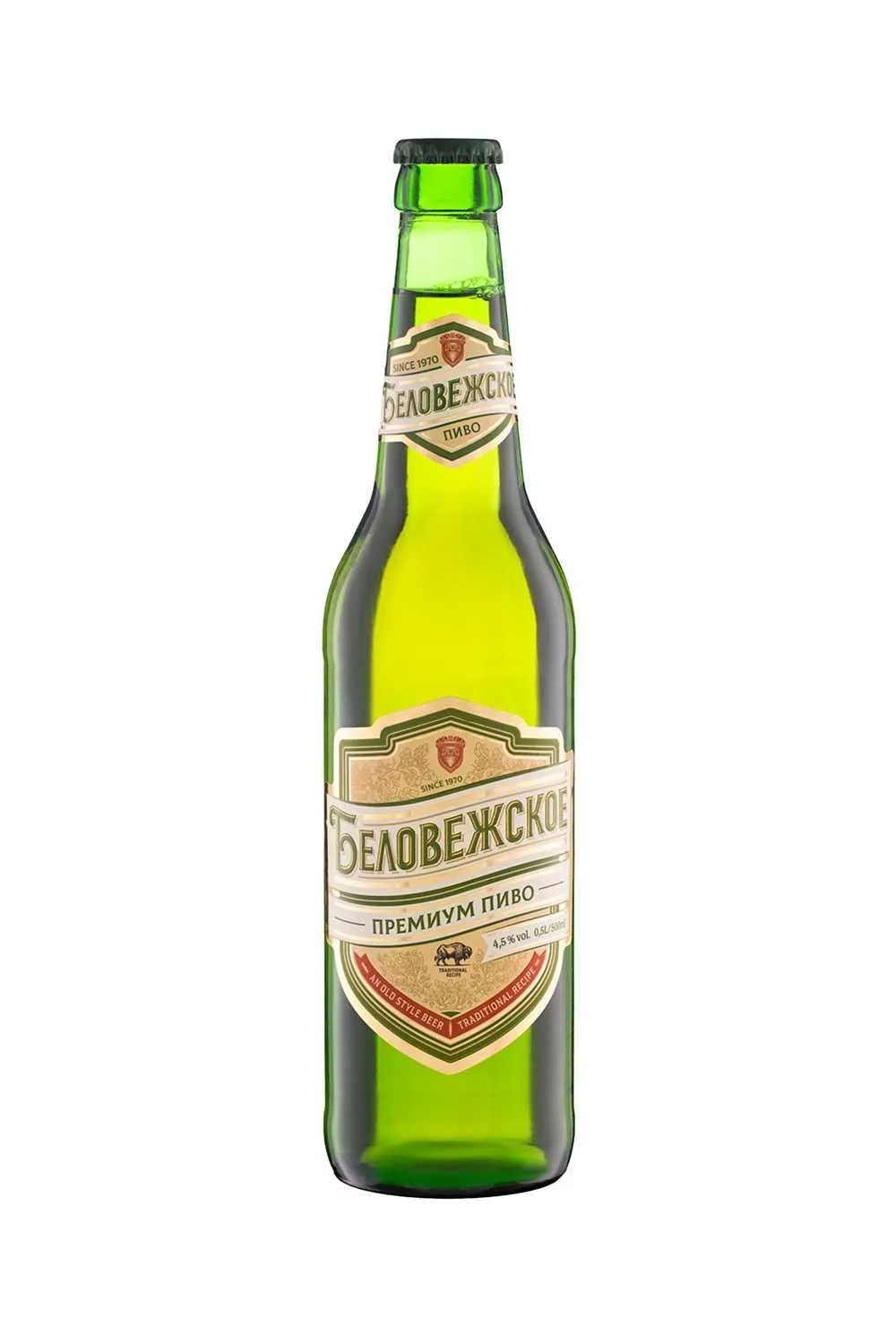 Пиво Беловежское светлое 4,5% с/т 0,5 л (Беларусь)