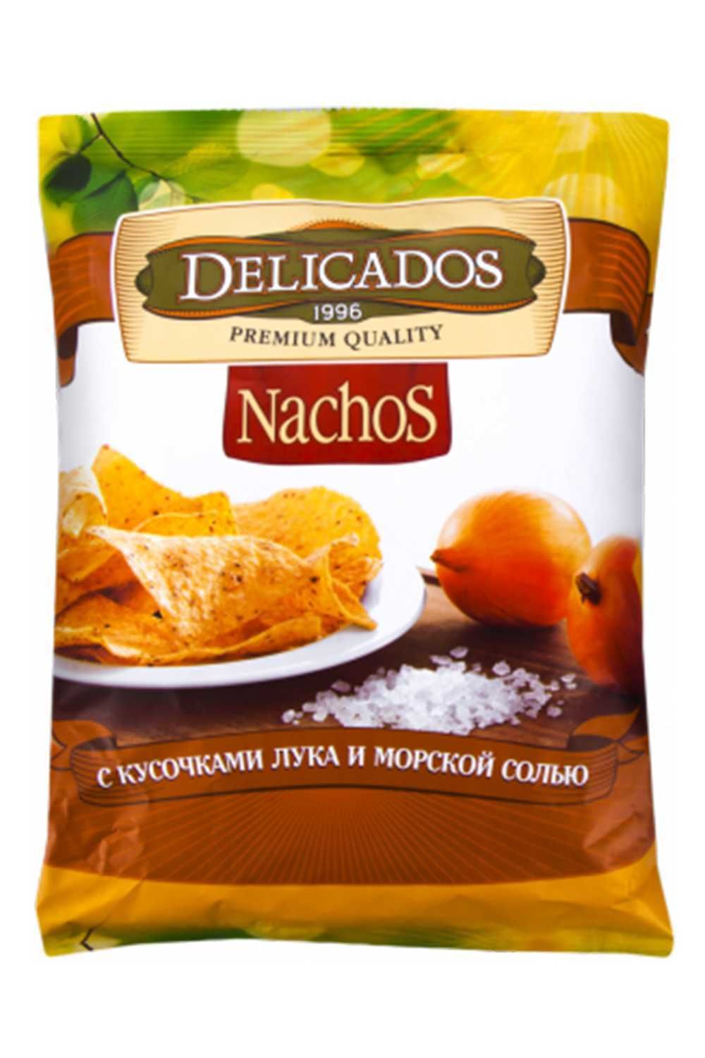 Чипсы Delicados Nachos Лук Морская соль 150 гр