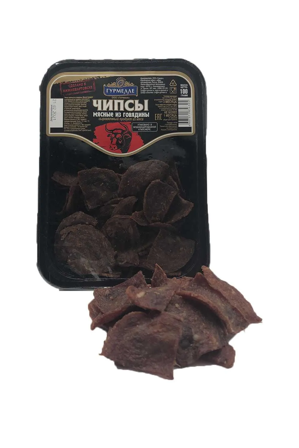 Чипсы мясные из говядины 100 гр (Гурман)